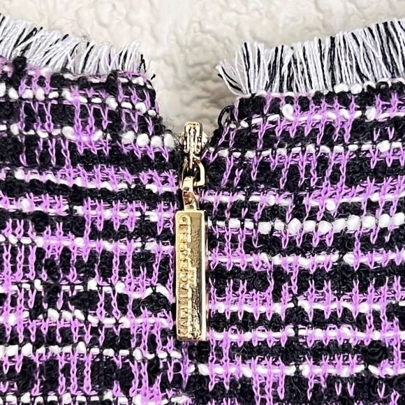Karl LagerfeldTweed Sheath Dress Womens size10 Purple Mini Sleeveless EUC - Picture 9 of 12